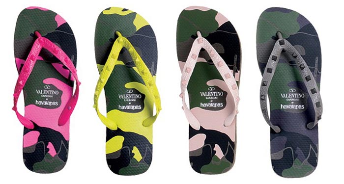 Valentino x Havaianas slippers/ flipflops. Valentino heeft in samenwerking met Havaianas een slipper collectie ontworpen. Verkrijgbaar vanaf 2014.