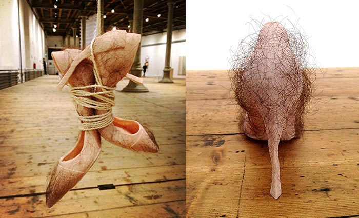 Schoenen gemaakt van mensenhaar: designer Zhu Tian ontwierp de Babe pumps gemaakt van echt mensenhaar. Niet erg smakelijk maar wel origineel.